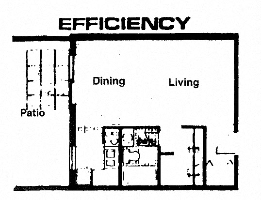 Floor plan for studio, 1 bath, 439 sqft